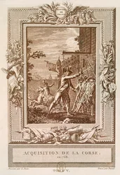 Korzika megszerzése 1768-ban, Dávid metszete